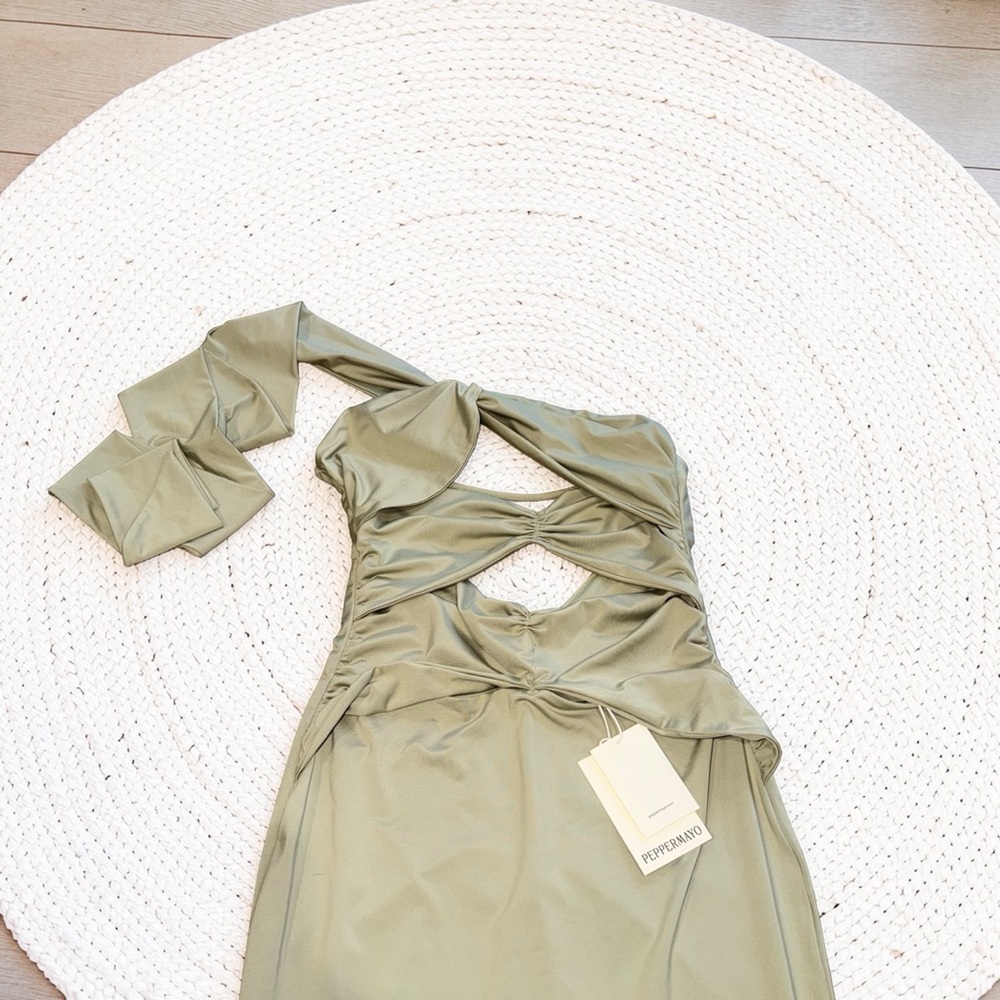 Peppermayo Olive Green One-Shoulder Maxi Dress - Picture 5 of 9
